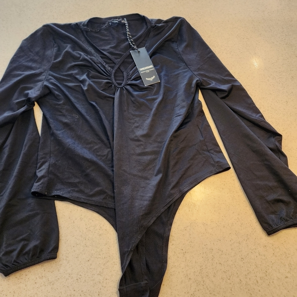 H2 - NWT Threadbare Black Bodysuit Sz 11